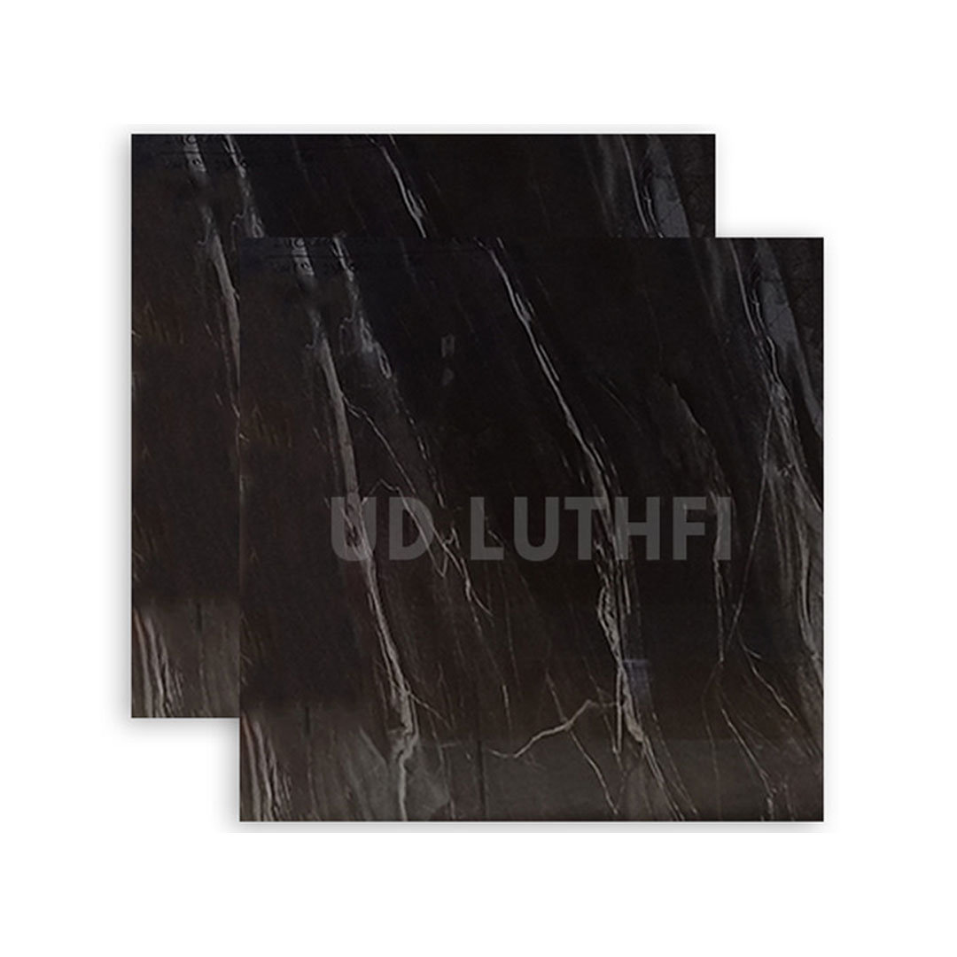 Granit Lantai Glazed Polished Luccera Black Travertine 60x60 